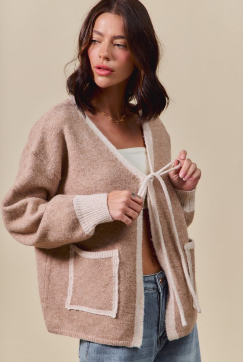 taupe sweater cardigan