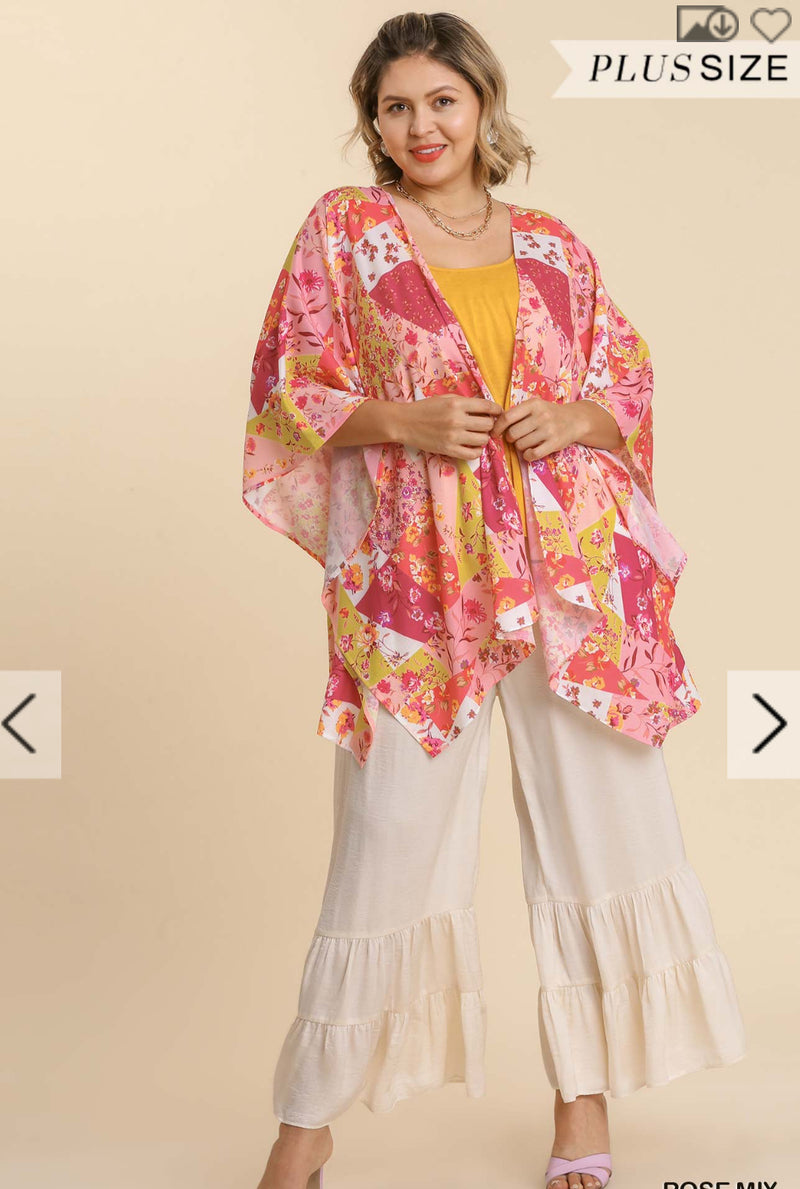 pink mix kimono {curvy}