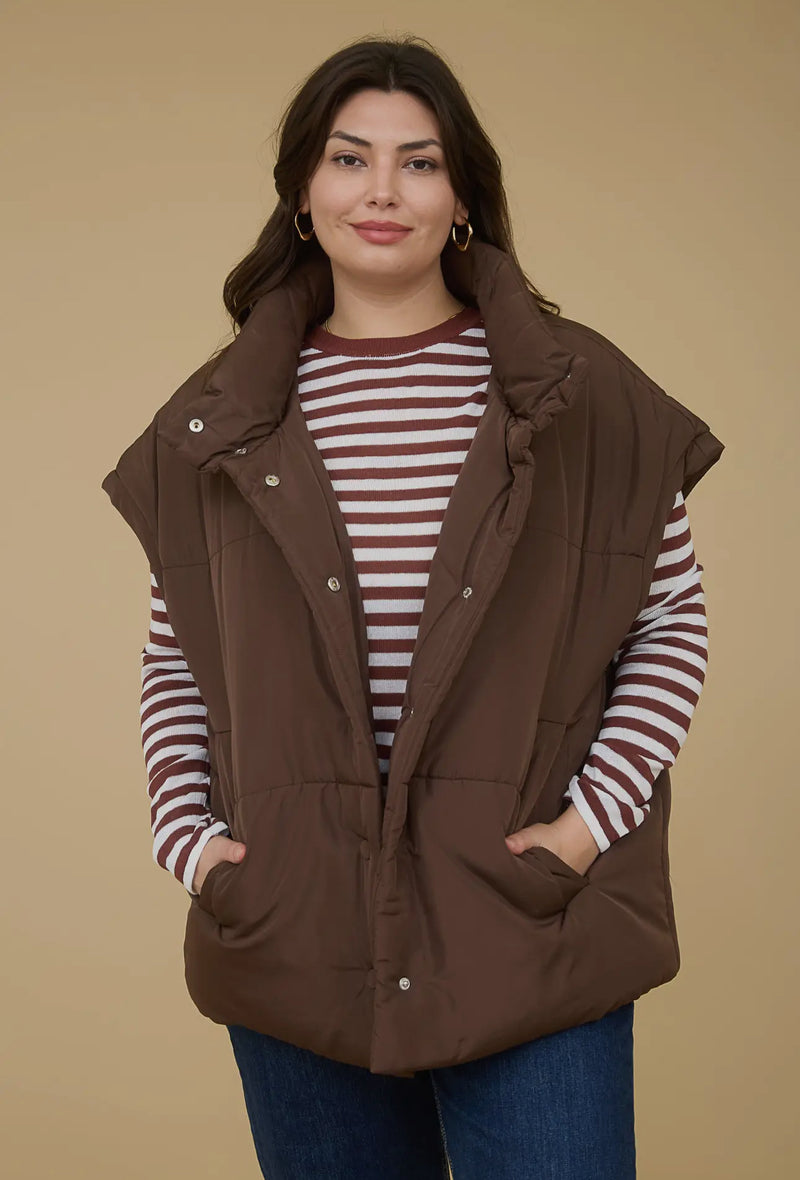 brown puffer vest