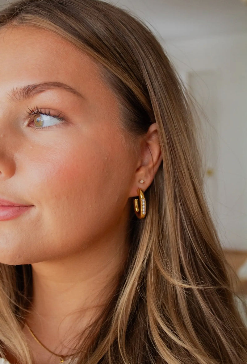 pearl half hoops