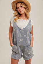 floral denim shortalls