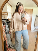 beige waffle knit top