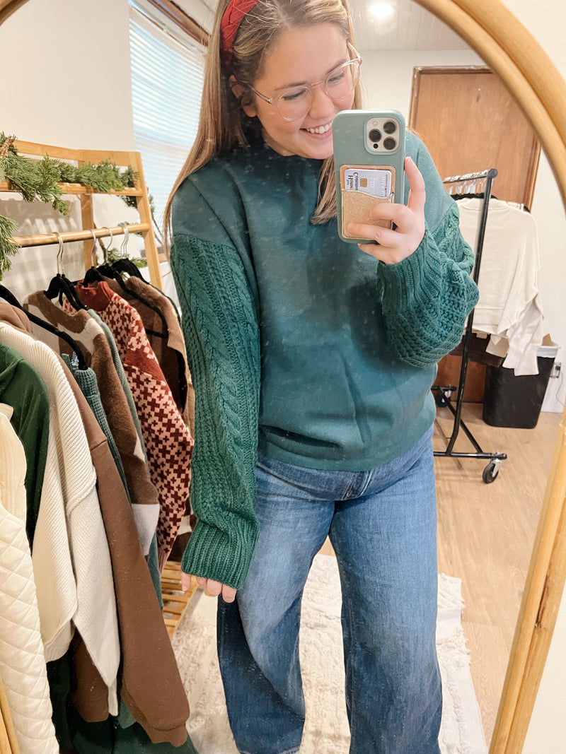 cable sleeve sweater