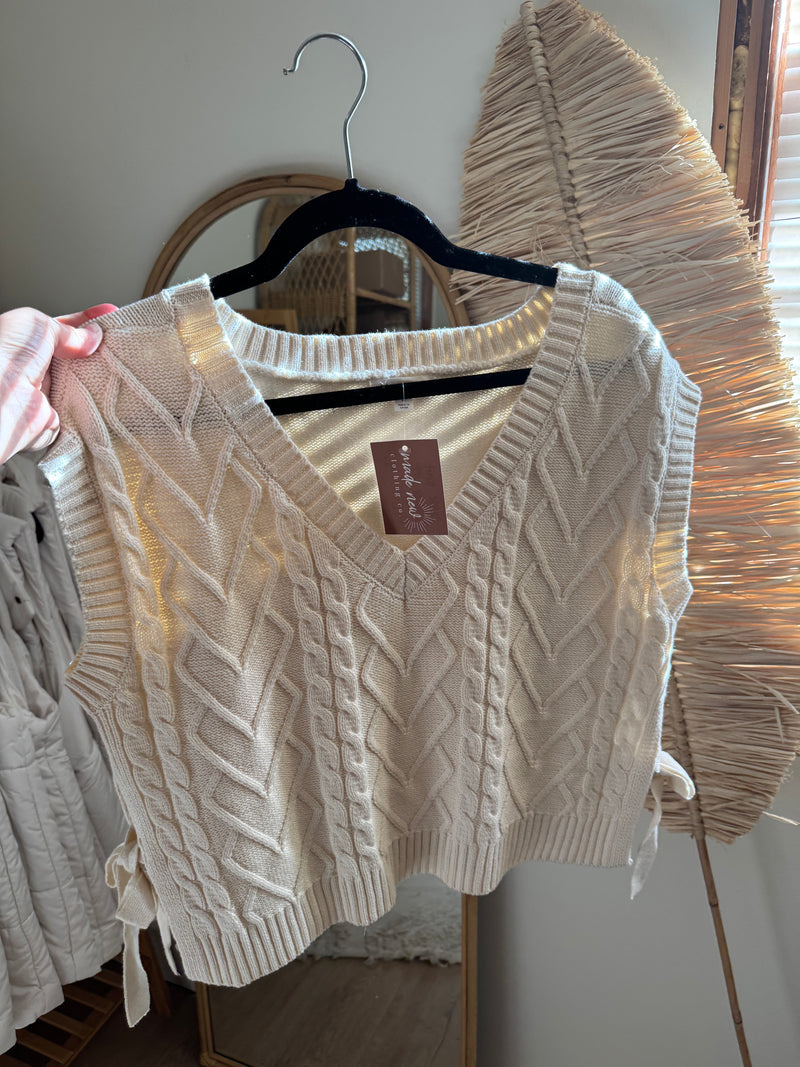 cable knit sweater vest