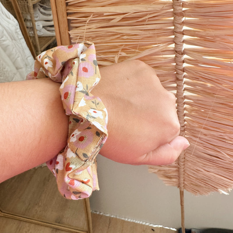 mustard floral scrunchie