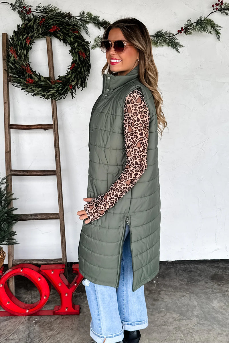 olive puffer vest