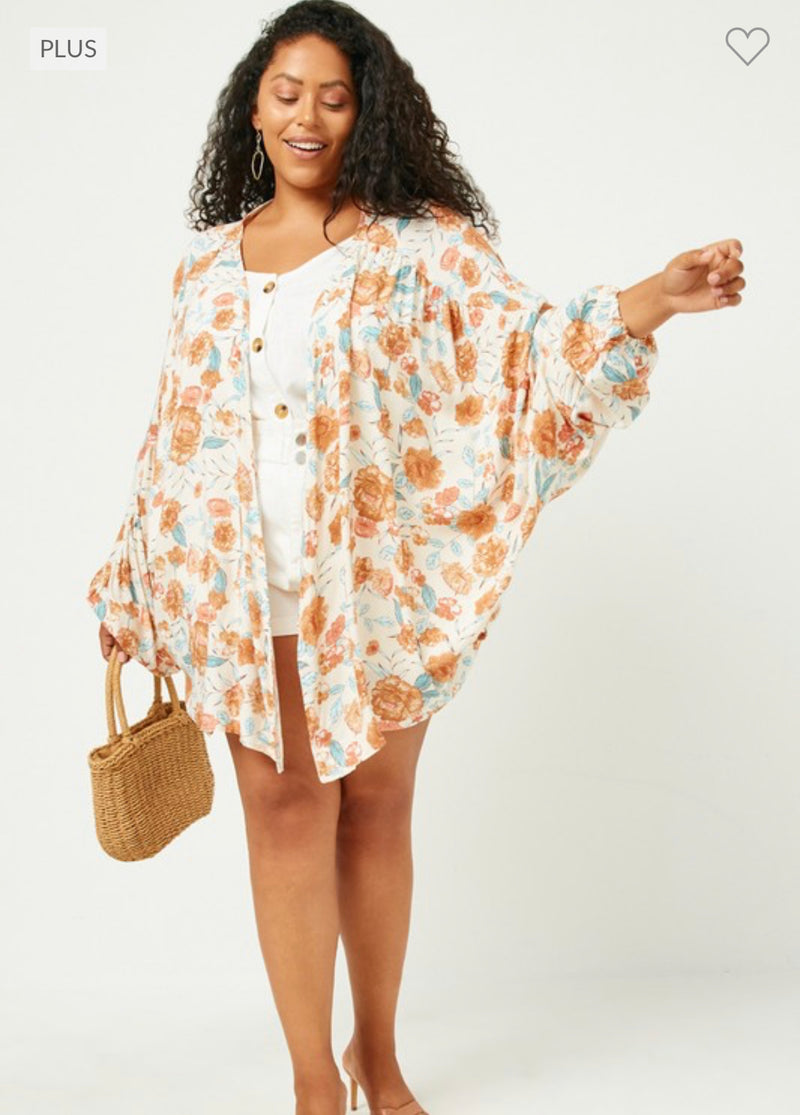 floral rouched cardigan {curvy}